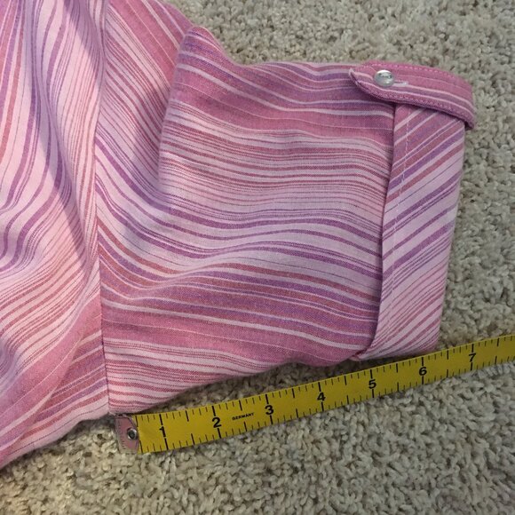 Vintage Alia Pink Striped Floral Embroidered Button Down Shirt - Picture 16 of 16